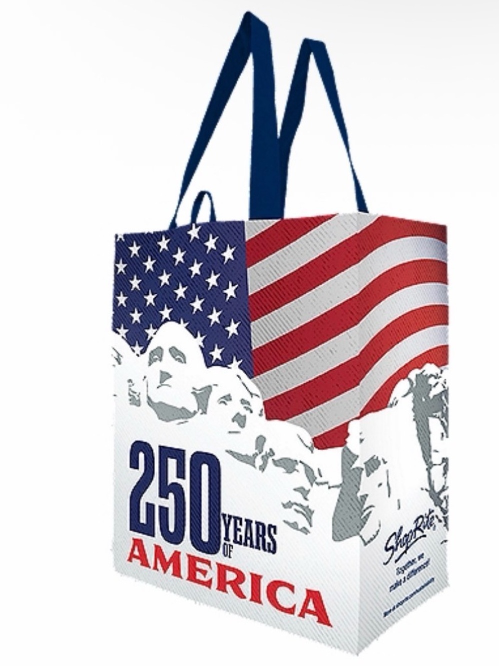 NWT Earthwise ShopRite Mount Rushmore 250 Years America Reuseable Bag Red Blue